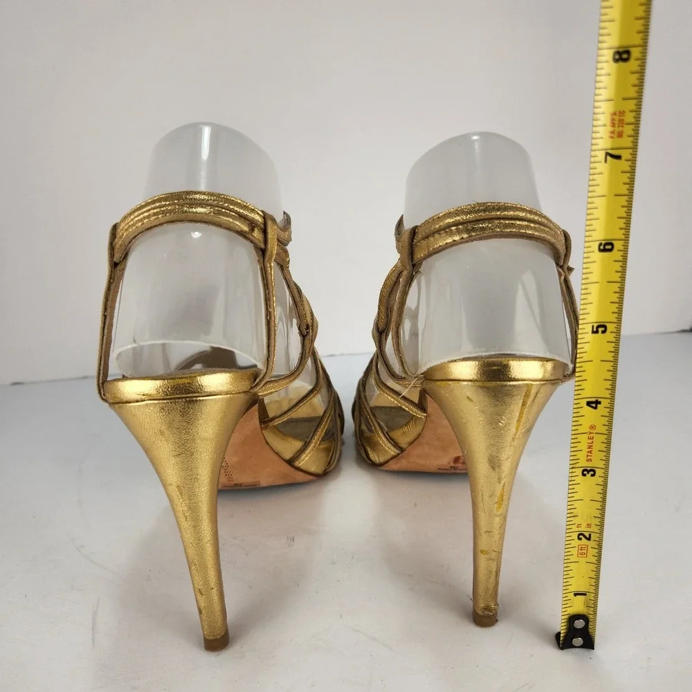 Diane Von Furstenberg DVF Women's 7M Gold Metallic Cage High Heel Sandals